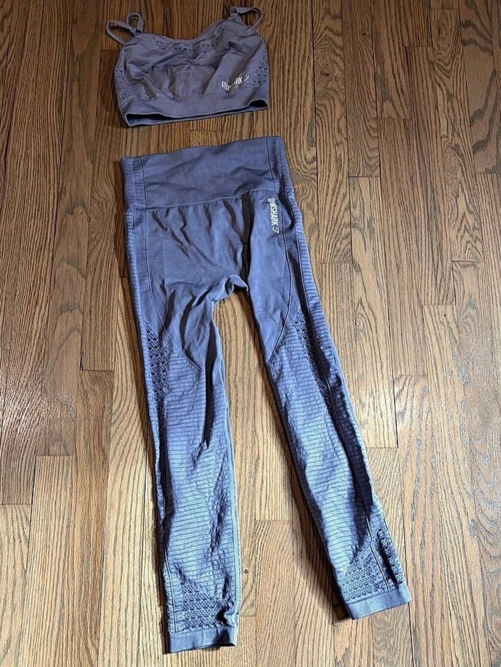 Gymshark Vital Seamless Leggings and Sports Bra Set Purple